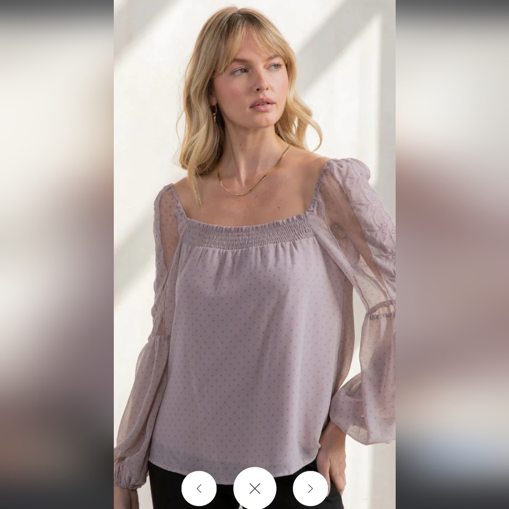 NWT Lovestitch Heavenly Square Neck Blouse Vintage Lilac $62 Size L